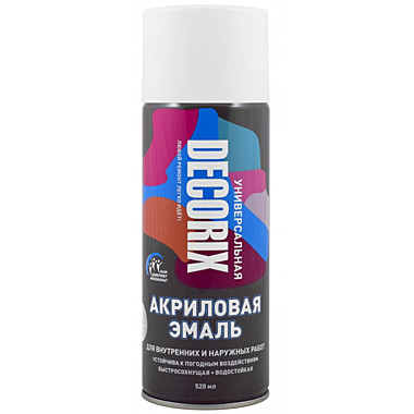 эмаль аэрозольная DECORIX белая глянец 0101-21 DX 520мл