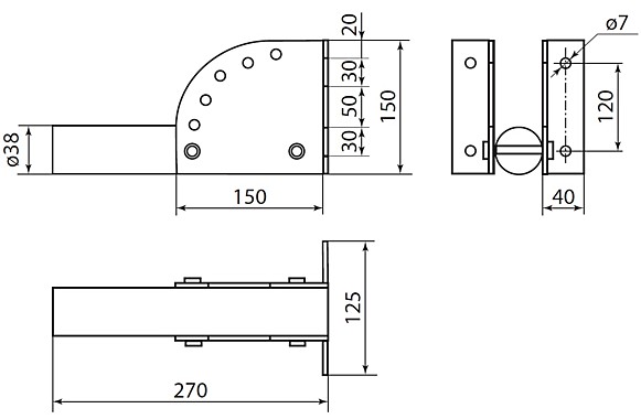 кронштейн TDM KP-3 для ул. светильника с переменным углом SQ0338-0004