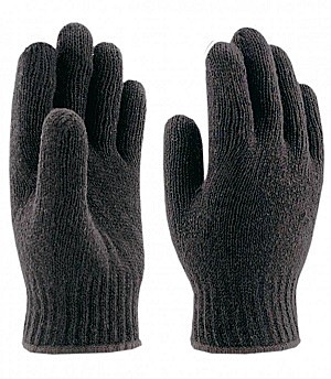 перчатки вязанные двойные, без покрытия, черные