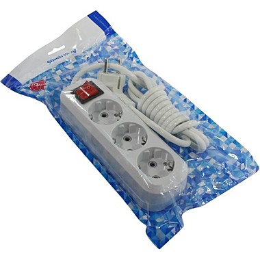 колодка Smartbuy 3гн. с/з с выкл.,  SBE-16-3-00-ZS