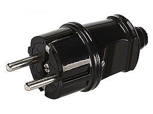 вилка Smartbuy прямая с/з черная 16А, SBE-16-P01-b