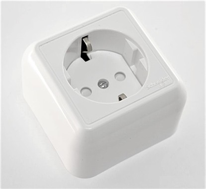 розетка Schneider Electric Прима 1-я с/з, ОУ, с монт.пласт., бел, RA16-003-1M-B