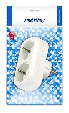 двойник Smartbuy линейный 2гн. евро с/з 16А, белый 1*BL, SBE-16-A02-2z