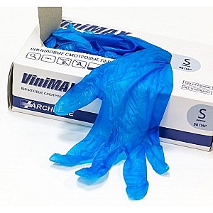 Перчатки виниловые одноразовые в коробке 100шт L/10 VIN003A (970)
